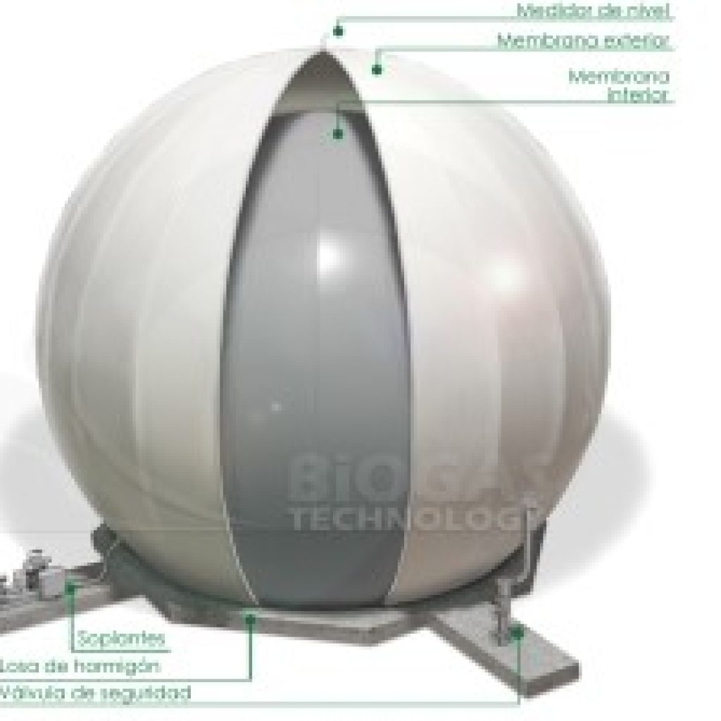 Instalación de un gasómetro de doble membrana sobre bancada de hormigón para FERTINAGRO ORGANIA.